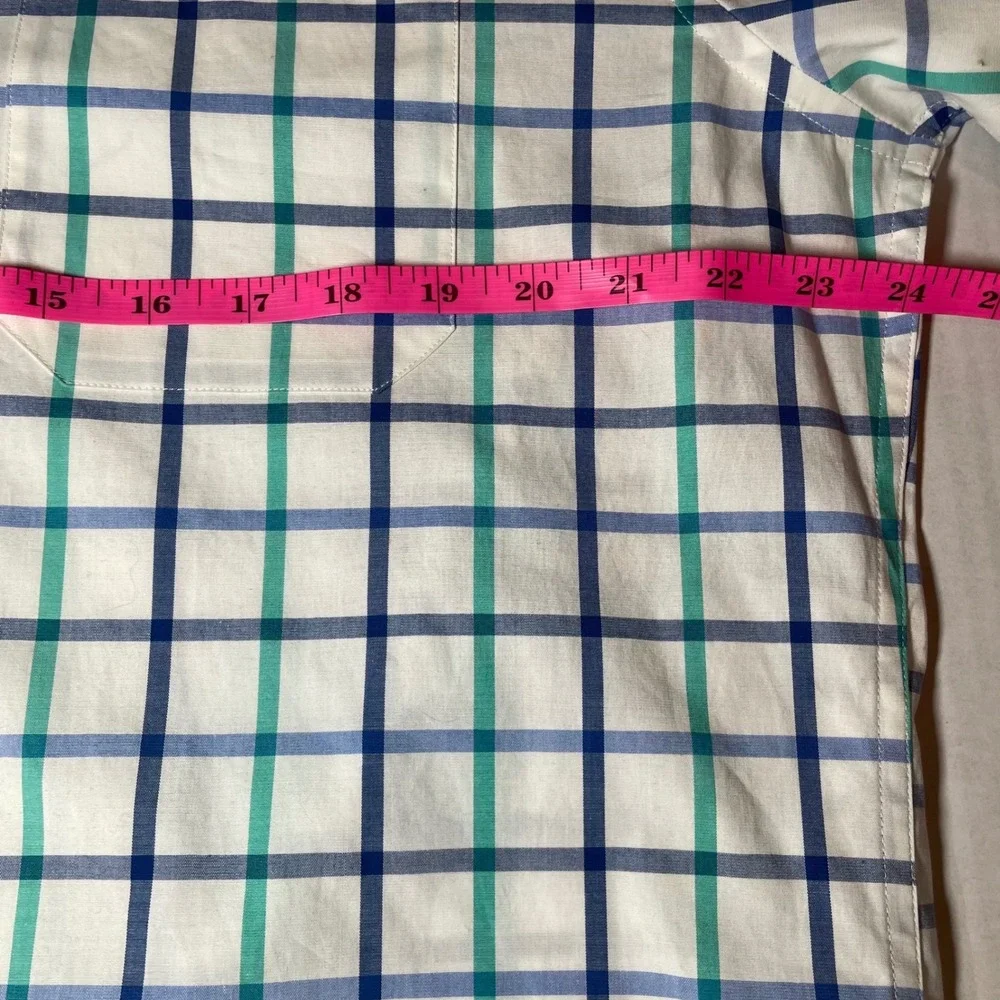 Southern Tide Mens Large Blue Green Check Long Sleeve Button Down Skipjack Shirt